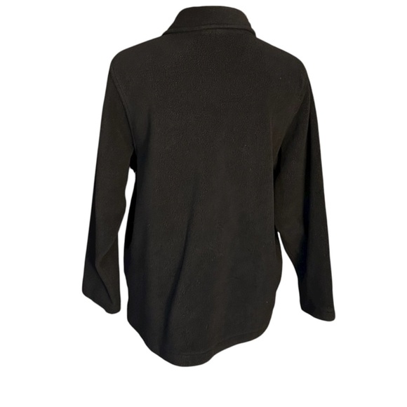 Cherokee Black Button-Up Fleece Jacket with Winter Embellished Pockets Size M - Picture 3 of 5